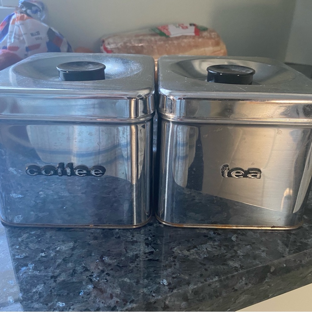 Sleek Silver Coffee and Tea Canister SetQueen Line, set of 2